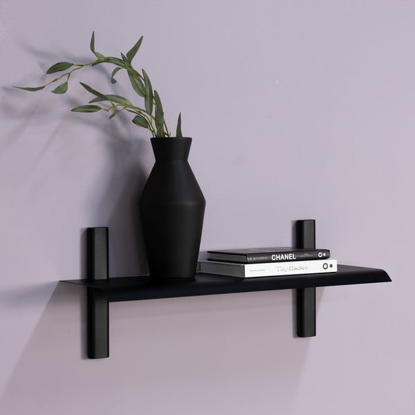 Juodos spalvos iš metalo sieninė lentyna 60 cm Hola – Spinder Design-image-1