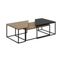 Kavos staliukai natūralios spalvos 3 vnt. su ąžuolo dekoro stalviršiu 70x110 cm Titan – Marckeric