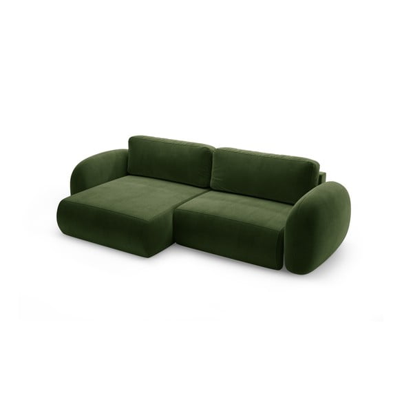 Žalios spalvos iš velveto sulankstoma/su sandėliavimo vieta kampinė sofa Tonale – Cosmopolitan Design-image-2