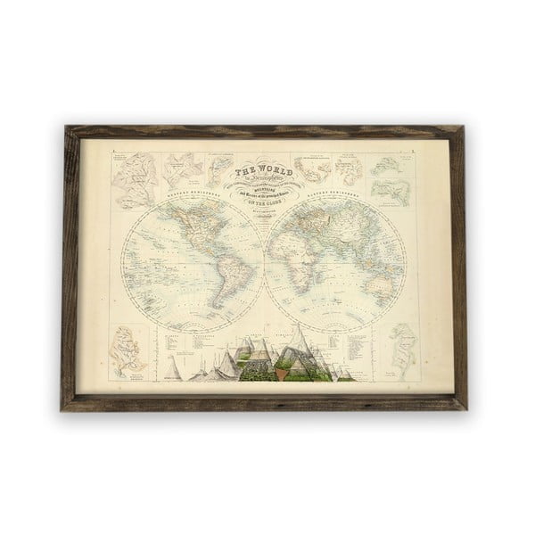 Paveikslas mediniame rėmelyje Globe, 70 x 50 cm