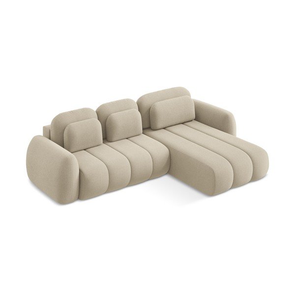 Šviesiai rudos spalvos iš boucle sulankstoma/su sandėliavimo vieta kampinė sofa (su dešiniuoju kampu/su gultu) Pele – Makamii-image-4