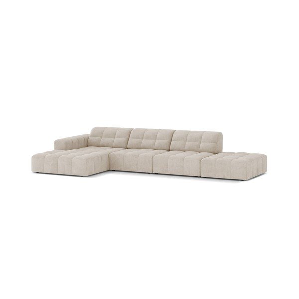 Kreminės spalvos kampinė sofa iš šenilinio audinio (su kairiuoju kampu/su gultu) Chicago – Cosmopolitan Design-image-1