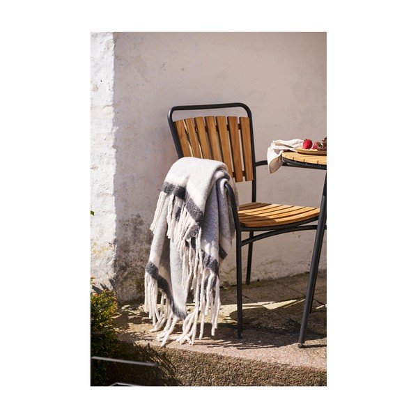 Pilkos spalvos iš vilnos mišinio antklodė ir pledas 130x170 cm Carmel – House Nordic-image-1