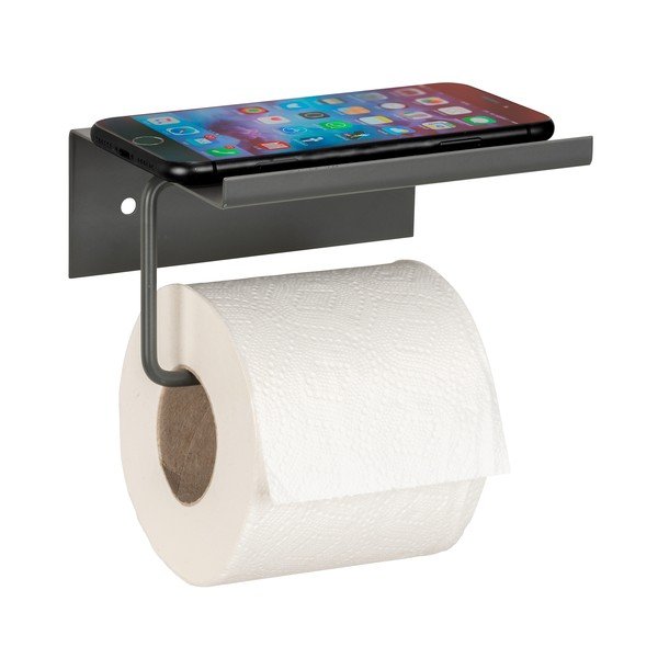 Klijuojamas/su lentyna iš metalo laikiklis tualetiniam popieriui antracito spalvos Desulo – Wenko