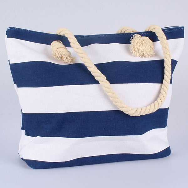Tekstilinis mėlynos ir baltos spalvos krepšys "Dakls