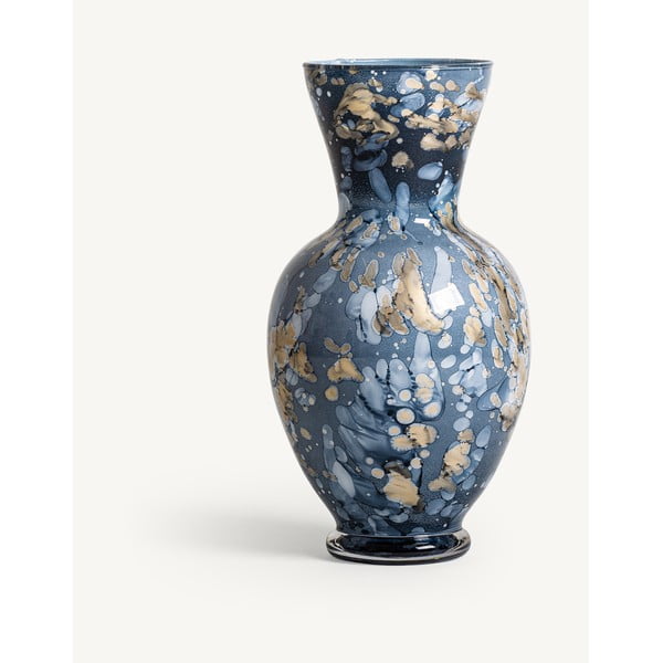 Vaza iš stiklo dažyta rankomis mėlynos spalvos Aurora – Burkina