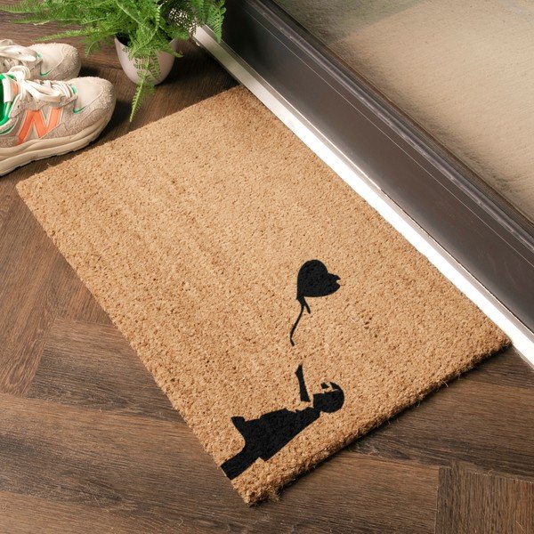 Iš kokoso pluošto grindų kilimėlis 40x60 cm Girl With a Ballon – Artsy Doormats-image-1
