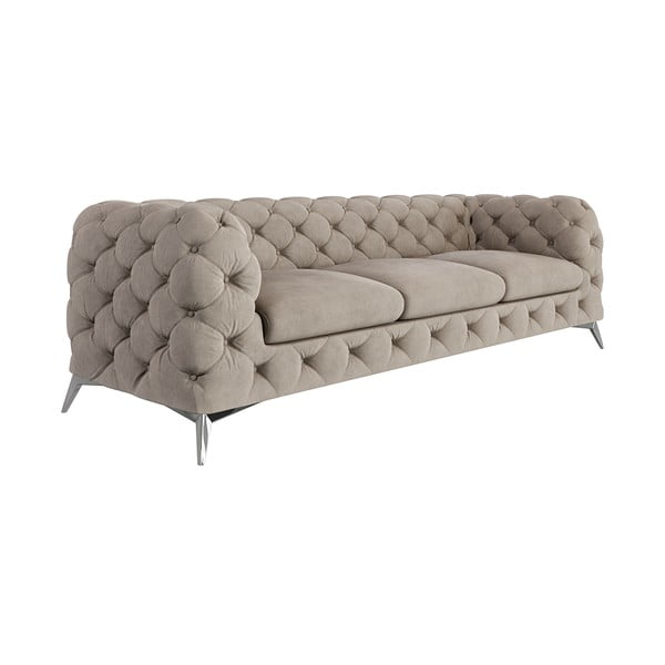 Pilkai smėlinės spalvos iš velveto sofa 243 cm Chelsea – Ropez-image-2