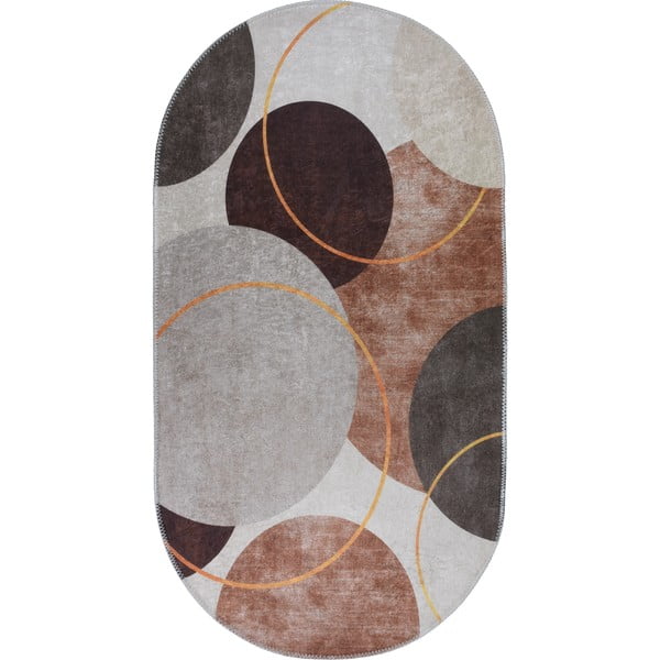 Skalbiamas kilimas rudos spalvos/kreminės spalvos 60x100 cm Oval – Vitaus