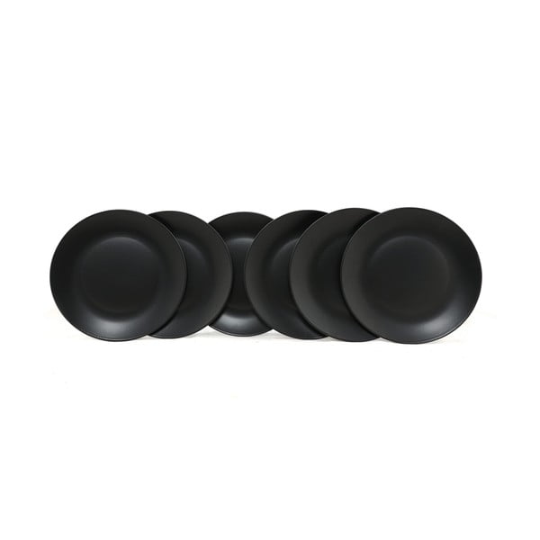 Lėkštės matinės juodos spalvos iš keramikos 6 vnt. ø 25 cm – Hermia