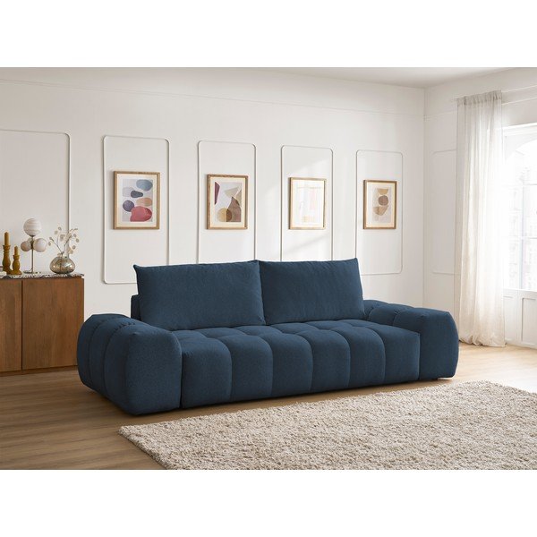 Tamsiai mėlynos spalvos iš šenilinio audinio sofa 278 cm Everest – Bobochic Paris-image-1