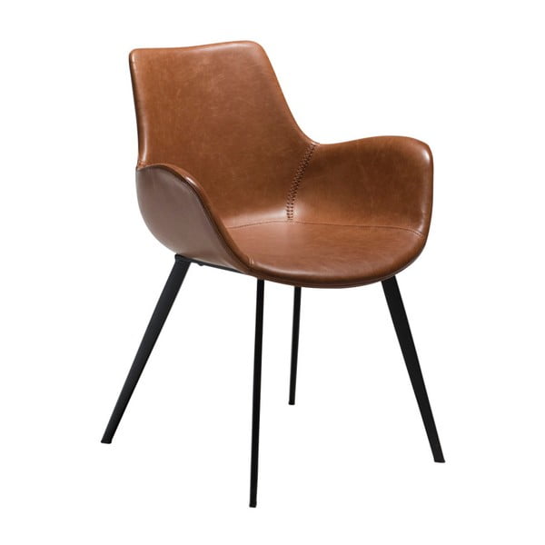 Šviesiai ruda odinė valgomojo kėdė su porankiais DAN-FORM Denmark Hype