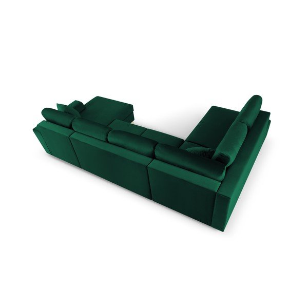 Žalios spalvos iš velveto sulankstoma/su sandėliavimo vieta kampinė sofa (su kairiuoju kampu/„U“ formos) Kyoto – Cosmopolitan Design-image-4