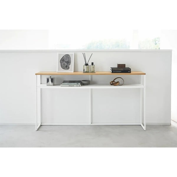 Konsolinis staliukas baltos spalvos/šviesiai rudos spalvos iš uosio 20,5x126 cm Tower – YAMAZAKI-image-2