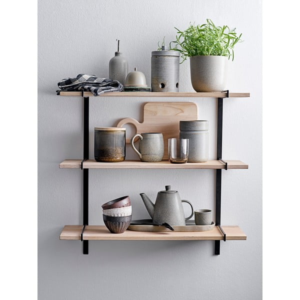 Pilkas keraminis indas su bambukiniu dangteliu Bloomingville Kendra, 450 ml-image-1