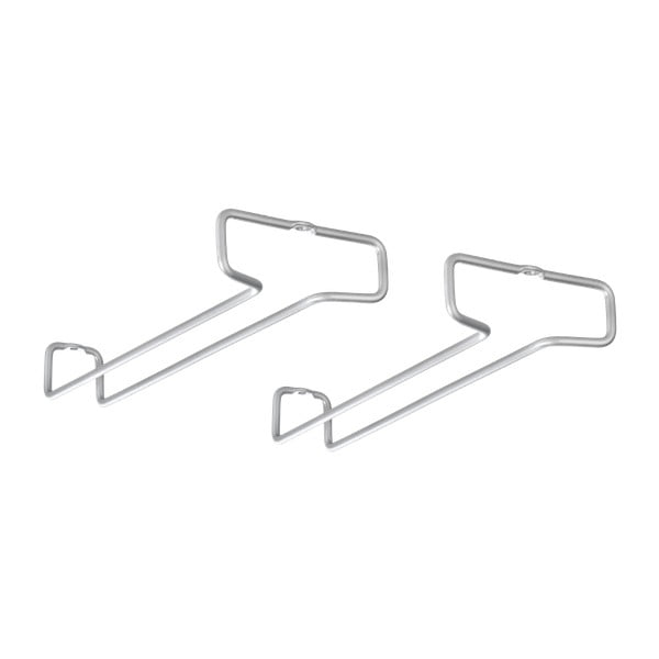 Sieniniai sidabrinės spalvos iš plieno stiklinės laikikliai 2 vnt. Rail – Metaltex-image-1