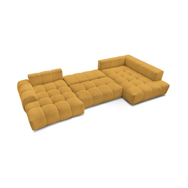 Garstyčių spalvos iš šenilinio audinio sulankstoma/su sandėliavimo vieta kampinė sofa (su dešiniuoju kampu/„U“ formos) Everest – Bobochic Paris-image-4