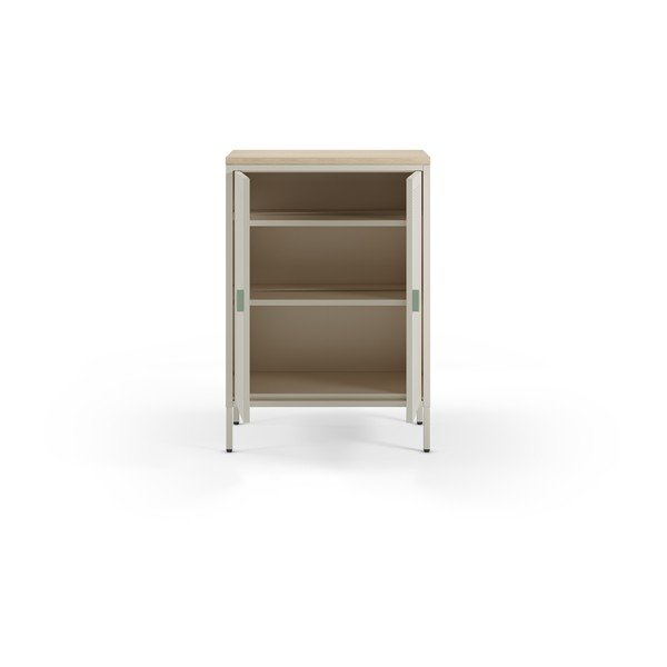 Kreminės spalvos/natūralios spalvos iš metalo spintelė 70x100x40 cm Sayla – Marckeric-image-2