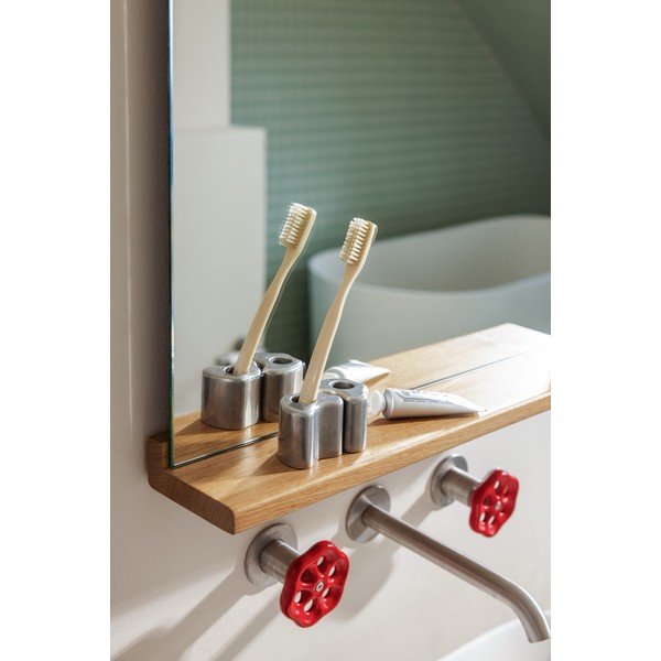 Sidabrinės spalvos iš metalo dantų šepetėlio laikiklis Mis – noo.ma-image-3