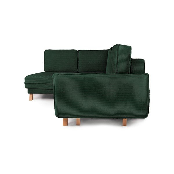 Tamsiai žalios spalvos sulankstoma/su sandėliavimo vieta kampinė sofa iš kordinio velveto (su kairiuoju kampu/„L“ formos) Tori – Bonami Selection-image-4