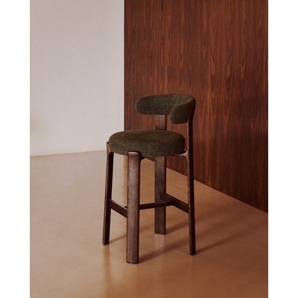 Žalios spalvos/tamsios natūralios spalvos iš uosio masyvo baro taburetė (sėdynės aukštis 75 cm) Granite – Kave Home-image-1