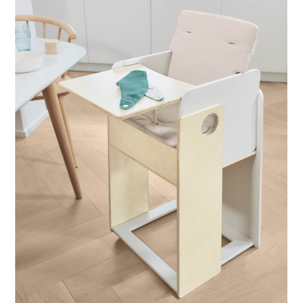 Baltos spalvos/natūralios spalvos maitinimo kėdutė Nuun – Kave Home-image-1