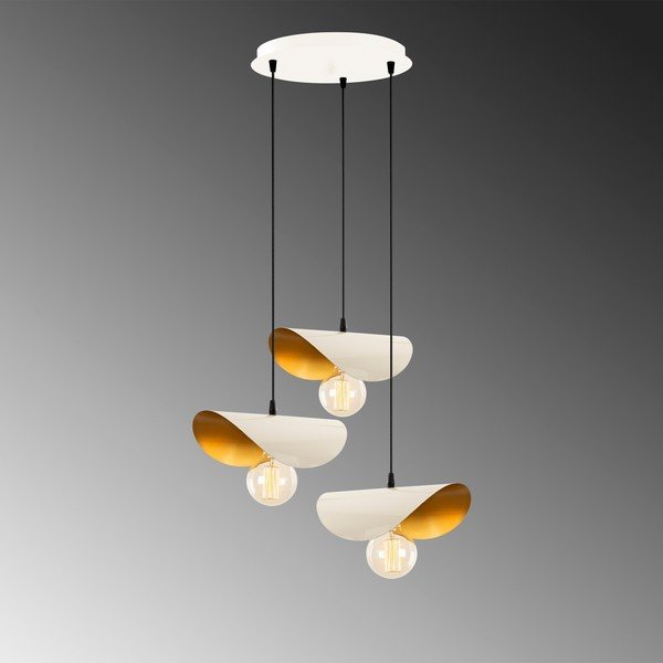 Baltos spalvos/auksinės spalvos kabantis šviestuvas su metaliniu gaubtu Sivani – Opviq lights-image-3