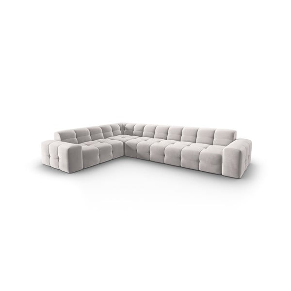 Šviesiai pilka aksominė kampinė sofa (kairysis kampas) Kendal - Micadoni Home-image-3