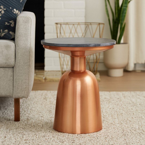 Su marmuriniu stalviršiu apvalios formos šoninis stalas ø 48 cm Amira – Premier Housewares-image-2