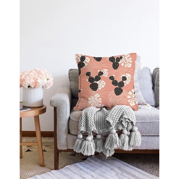 Medvilninio mišinio oranžinės spalvos pagalvėlės užvalkalas Minimalistiniai pagalvėlių užvalkalai Chenille, 55 x 55 cm-image-2