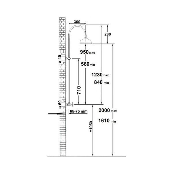 Iš žalvario dušo komplektas blizgios sidabrinės spalvos su dušo galvute 123 cm Antea – Sapho-image-1