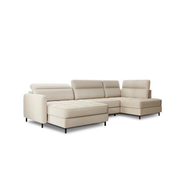 Smėlio spalvos iš velveto sulankstoma/su sandėliavimo vieta kampinė sofa (su dešiniuoju kampu/„U“ formos) Berrto – ELTAP-image-3