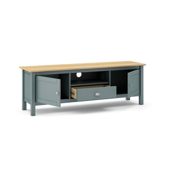 Pilkai žalios spalvos iš pušies masyvo TV spintelė 158x53x40 cm Misti – Marckeric-image-4