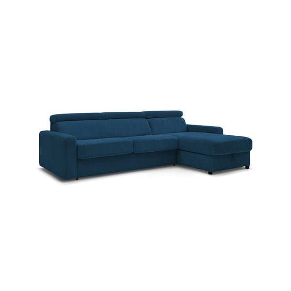 Iš kordinio velveto sulankstoma kampinė sofa tamsiai mėlynos spalvos (kintama) Monaco – Bobochic Paris-image-4