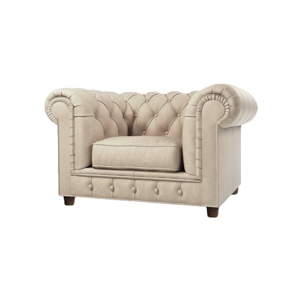 Kreminio aksomo fotelis Cambridge - Ropez