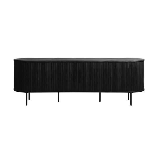 TV spintelė juodos spalvos iš ąžuolo 56x180 cm Nola – Unique Furniture