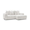 Baltos spalvos sulankstoma/su sandėliavimo vieta kampinė sofa iš boucle (su dešiniuoju kampu/su gultu) Roxelane – Bobochic Paris