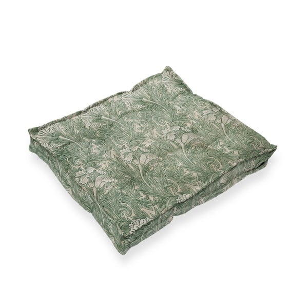 Žalia sėdynės pagalvėlė su linu Tierra Bella Green Flowers, 37 x 37 cm