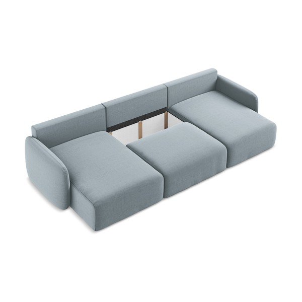 Mėlynos spalvos sulankstoma/su sandėliavimo vieta kampinė sofa iš velveto („U“ formos) Kalena – Makamii-image-4