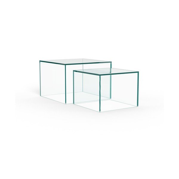 Iš stiklo kavos staliukai 2 vnt. 50x50 cm Dice – Actona-image-3