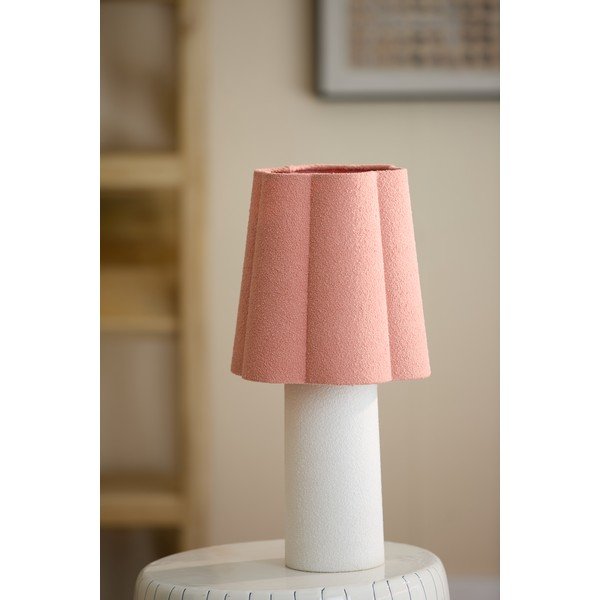 Rausvos spalvos/kreminės spalvos stalinis šviestuvas (aukštis 50 cm) su tekstiliniu gaubtu Musaby – Light & Living-image-2