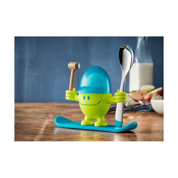 Mėlynai žalios spalvos kiaušinių laikiklis su šaukštu WMF Cromargan® Mc Egg-image-1