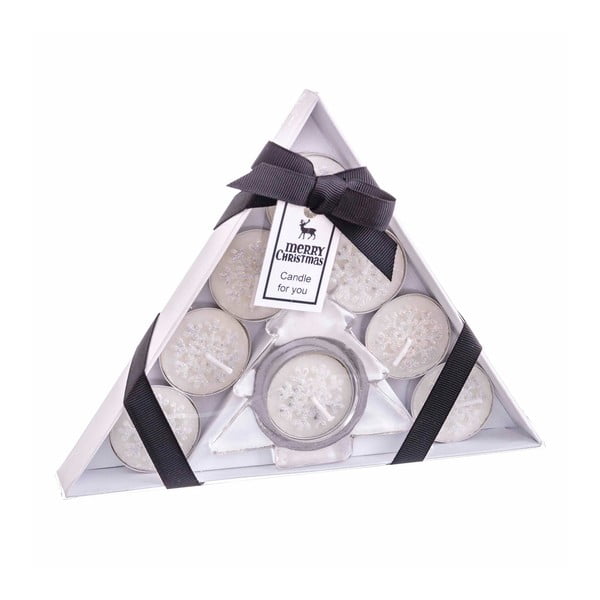 Žvakių ir žvakidžių rinkinys arbatinis 8 vnt. su Kalėdų motyvu – Casa Selección