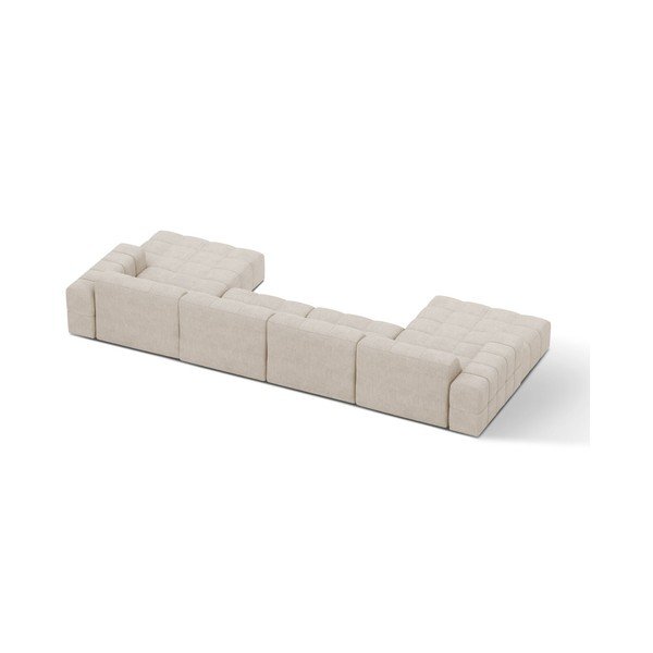 Kreminės spalvos kampinė sofa iš šenilinio audinio („U“ formos) Chicago – Cosmopolitan Design-image-2