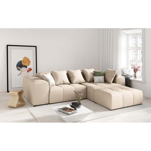 Smėlio spalvos kampinė sofa (kintama) Rome - Cosmopolitan Design-image-1