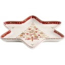 Raudonai baltas porcelianinis indas su kalėdinės žvaigždės motyvu Villeroy & Boch Gingerbread Village, 37,2 x 32,5 cm
