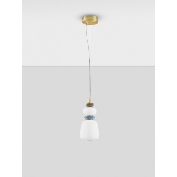 Baltos spalvos/auksinės spalvos iš metalo kabantis šviestuvas LED su pritemdymo funkcija ø 17 cm su porcelianiniu gaubtu/su stiklo gaubtu Palo – Nova Luce-image-3
