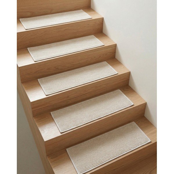 Smėlio spalvos laiptų kilimėlių rinkiniai 16 vnt. 25x65 cm Silio – Vitaus-image-1