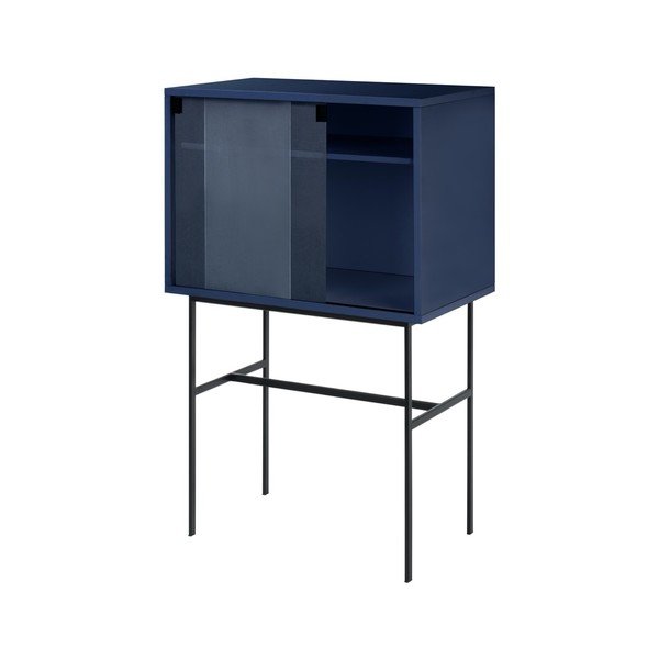 Tamsiai mėlynos spalvos vitrina su stumdomomis durimis 70x109x40 cm Lekko – noo.ma