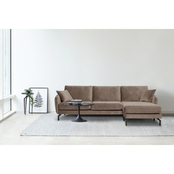 Ruda ir pilka kampinė sofa su aksominiu užvalkalu Scandic Magic, dešinysis kampas-image-1